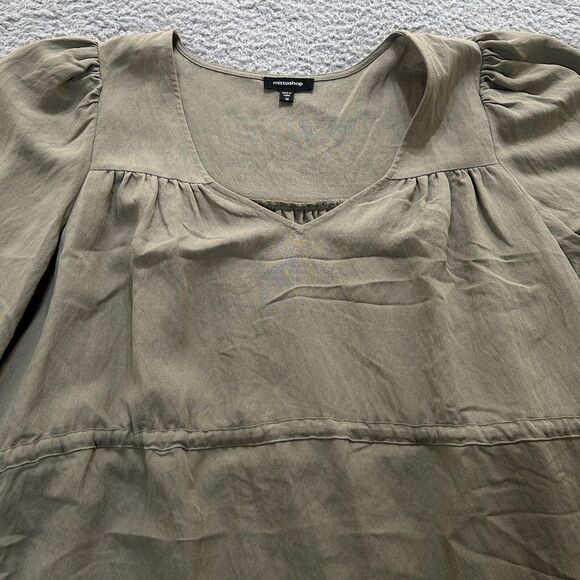 Mittoshop Dress Womens Medium Green Adjustable Drawstring Waist Balloon Sleeves - Picture 2 of 13